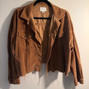 American Eagle Cropped Corduroy Jacket - Brown, Size M